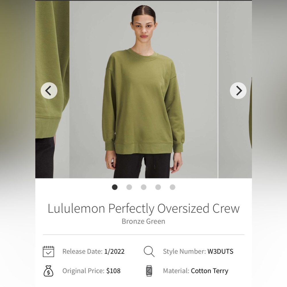 lululemon Perfectly Oversized Crew Bronze Green